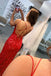 Glitter Mermaid Sequins Sexy Hot Pink Backless Long Prom Dress with Side Slit OM0066