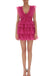Hot Pink Tiered V neck Homecoming Dresses, A Line V Back Short Prom Dresses OMH0201