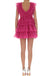 Hot Pink Tiered V neck Homecoming Dresses, A Line V Back Short Prom Dresses OMH0201