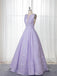 A-Line Floor-Length Lilac Printed Prom Dress, Simple Long Evening Dresses PDJ12