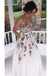 Charming V Neck Floral Embroidery Long Lace Prom Dress with Pocket PDJ1