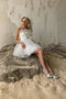 A Line Ivory Strapless Tulle Short Prom Dresses, Mini Homecoming Dress with Belt OMH0210