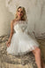 A Line Ivory Strapless Tulle Short Prom Dresses, Mini Homecoming Dress with Belt OMH0210