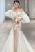 Elegant Mermaid White Long Sleeves Off the Shoulder Prom Dresses, Wedding Dresses OM0249