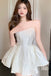 Cute A Line Ivory Lace Appliques Strapless Homecoming Dresses, Sweet 16 Dresses OMH0113