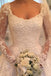 Long Sleeves Scoop Off White Lace A Line Elegant Wedding Dresses PDG93