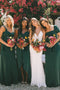 A-Line Dark Green Chiffon Long Cheap Bridesmaid Dresses PDS47
