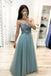 A Line Tulle Floor Length Prom Dresses Beaded Long Evening Dress PDJ22