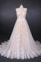 A Line Lace Sleeveless Elegant Wedding Dress, Backless Long Bridal Dresses PDQ27