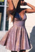Sparkly Spaghetti V Neck Short Prom Homecoming Dresses, Sweet 16 Cocktail Dresses SK43
