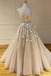 Charming A-line Scoop Lace Appliques Long Prom Dresses Cheap Evening Dresses PD203