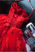 Charming Red Sweetheart Strapless Ball Gown Applique Tulle Long Prom Dress PDE82