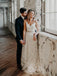 Charming Spaghetti Strap V-neck Long Lace Beach Wedding Dresses PPD91