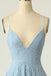 A Line Lace Blue Spaghetti Straps V neck Homecoming Dress, Cocktail Dresses OMH0138
