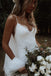 Elegant Mermaid Lace Ivory Spaghetti Straps V neck Backless Beach Wedding Dresses OW0021