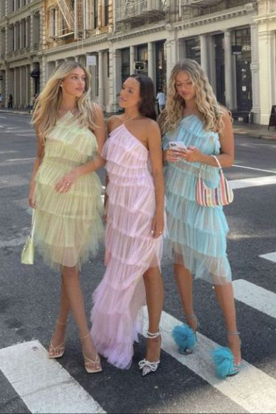 New Halter Light Green Tulle Short Prom Dresses, Simple Homecoming Dresses OM0186