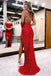 Lilac Mermaid Sequins Spaghetti Straps Scoop Lace Up Prom Dresses With Slit OM0350