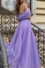 A line Lilac Off the Shoulder Sweetheart Prom Dresses With Slit, Evening Dress OM0372