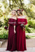 Off the Shoulder Burgundy Bridesmaid Dresses Cheap Long Bridesmaid Dress PDO23