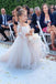 Princess A-Line Long Sleeves Tulle Lace Flower Girl Dresses with Bowknot, Child Dresses OMF0001