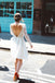 A Line Ivory Long Sleeves Round Neck Lace Wedding Dress, Backless Homecoming Dress OMH0217