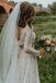 Charming A line Long Sleeves Lace Wedding Dresses, V Neck Beach Wedding Dress OW0089