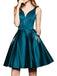 Maroon Short A Line Beading Homecoming Dresses with Pocket PDO12