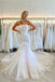 Charming Mermaid Ivory Strapless Tulle Wedding Dresses With Appliques, Bridal Gowns OW0133