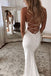 Simple Spaghetti Straps Satin Mermaid Beach Wedding Dresses, Ivory Wedding Gown OW0009
