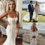 Charming Lace Spaghetti Straps Mermaid Backless Wedding Dresses, Boho Bridal Dresses OW0015