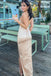 Sexy Mermaid Spaghetti Straps Criss Cross Long Prom Dresses With Side Slit OM0272