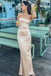 Sexy Mermaid Spaghetti Straps Criss Cross Long Prom Dresses With Side Slit OM0272