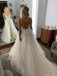 Vintage V Neck Mermaid Tulle Detachable Train Wedding Dresses with Lace Appliques OW0016