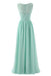 Mint Green V Neck Long Simple Pleated Bridesmaid Dress with Lace PPD57