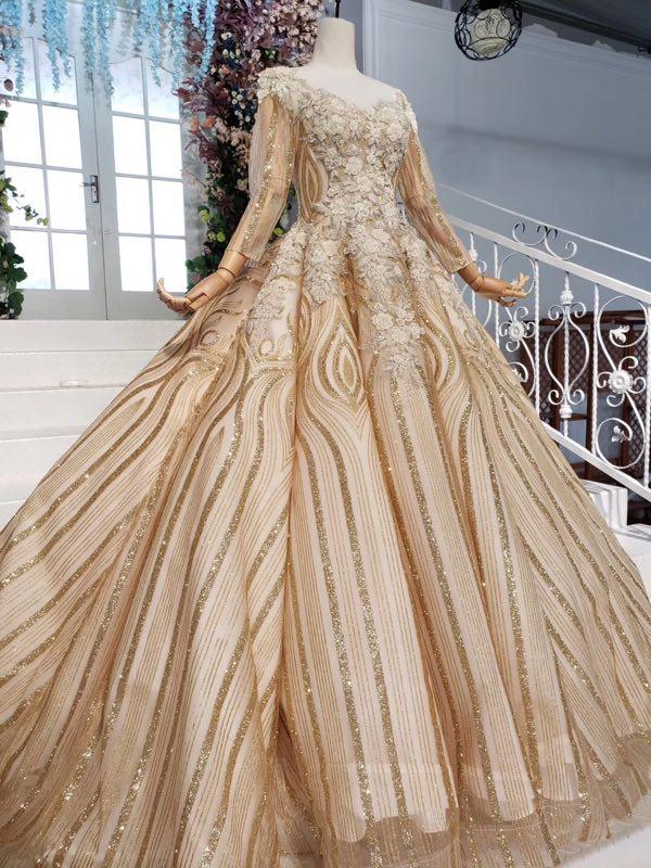 Stunning Ball Gown Long Sleeves Prom Dress, Pretty Quinceanera Dresses PDP64