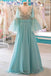 Modest A-line Chiffon Long Prom Dresses With Flare Sleeves PDK56