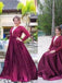 A-Line V-neck Long Sleeves Beading Plus Size Prom Dresses PDF38