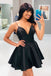 Simple A Line Spaghetti Straps Short Prom Dresses Hunter Green Homecoming Dresses SK46