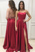 Royal Blue Spaghetti Strap A Line Prom Dress Sexy Long Split Party Dresses OM0006