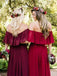 Off the Shoulder Burgundy Bridesmaid Dresses Cheap Long Bridesmaid Dress PDO23