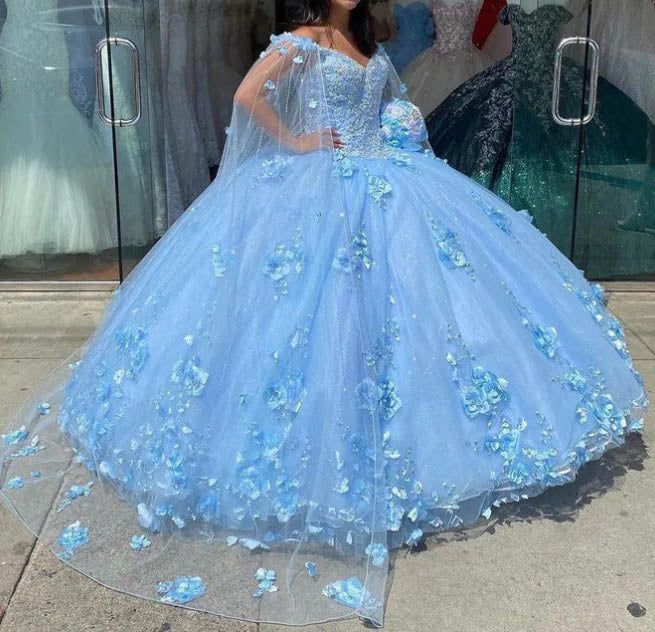 Ball Gown Pink 3D Flowers Off The Shoulder Quinceanera Dresses, Sweet 16 Dresses OM0309