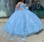 Ball Gown Pink 3D Flowers Off The Shoulder Quinceanera Dresses, Sweet 16 Dresses OM0309