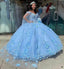 Ball Gown Pink 3D Flowers Off The Shoulder Quinceanera Dresses, Sweet 16 Dresses OM0309