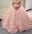 Ball Gown Pink 3D Flowers Off The Shoulder Quinceanera Dresses, Sweet 16 Dresses OM0309