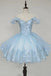Puffy Pink Lace Homecoming Gowns With Beading, Off The Shoulder Hoco Dress OMH0258
