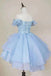 Puffy Pink Lace Homecoming Gowns With Beading, Off The Shoulder Hoco Dress OMH0258