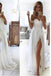 Simple A line Chiffon Ivory Sweetheart Off the Shoulder Wedding Dresses with Slit OW0019