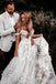A Line Off The Shoulder Lace Appplique Beach Wedding Dress with Tulle, Bridal Dress OW0097