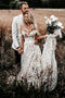 A Line Off The Shoulder Lace Appplique Beach Wedding Dress with Tulle, Bridal Dress OW0097