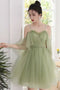 New Arrival A line Spaghetti Straps Green Tulle Homecoming Dresses for Teens Girls OMH0040